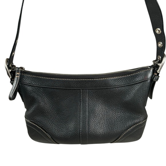 Vtg COACH Leather Purse Satchel Hand Bag F12321 MADISON Black Pebble Adjuststrap - Picture 1 of 16